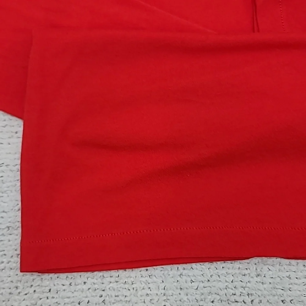 J Crew Long Sleeve Ultra Thin Cotton Relaxed Straight Tissue Turtleneck Top Red